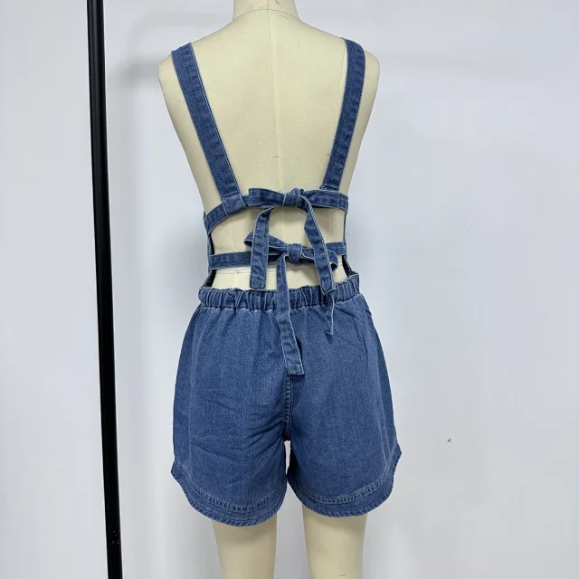 Stylish Loose Denim Overalls for Girls Detail