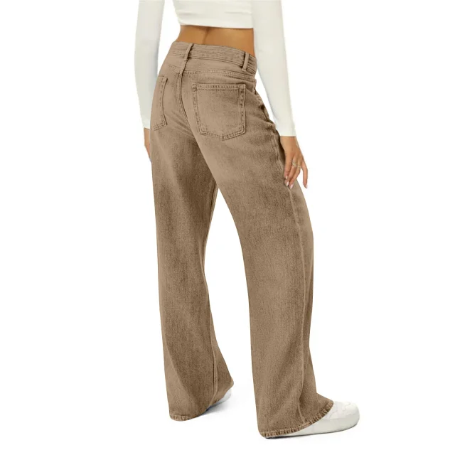 Women's Retro Wide-Leg Denim Pants Detail