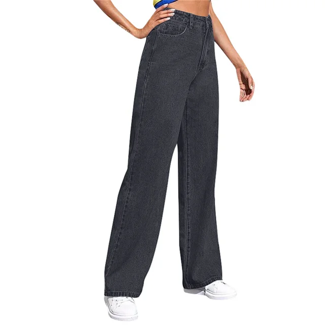 High-Waisted Wide-Leg Denim Jeans for Women Detail