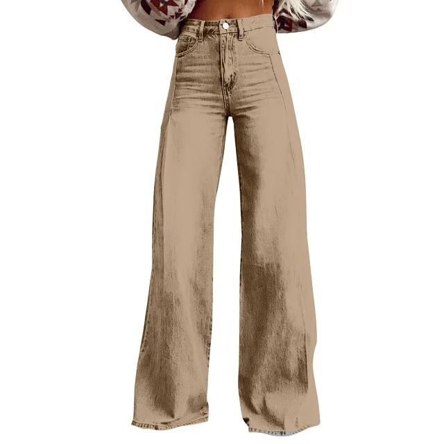 Women's Retro Wide-Leg Denim Pants Detail
