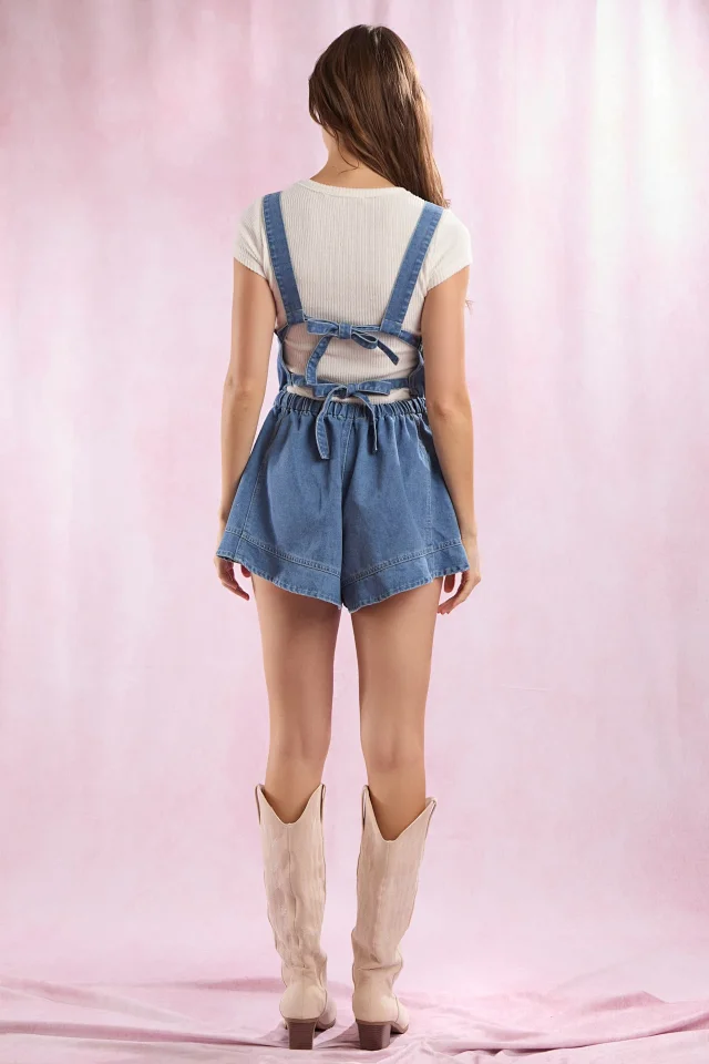 Stylish Loose Denim Overalls for Girls Detail