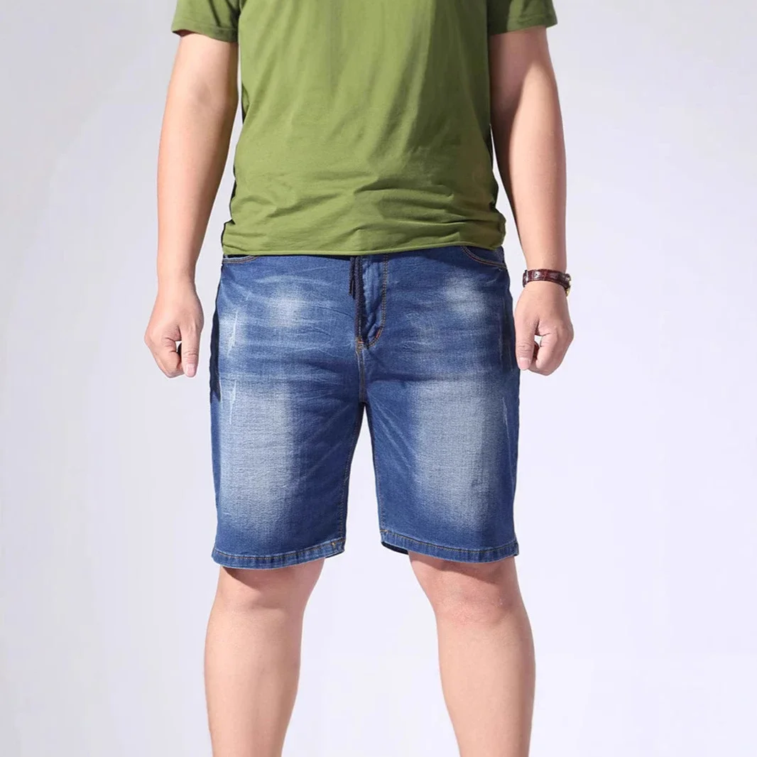 Men's Summer Elastic Waist Denim Shorts (Plus Size)