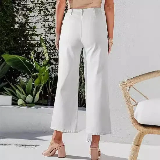 Retro Indigo Striped Wide-Leg High-Waist Jeans