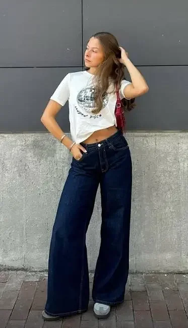Vintage Loose High-Waist Wide-Leg Pants for Women Detail