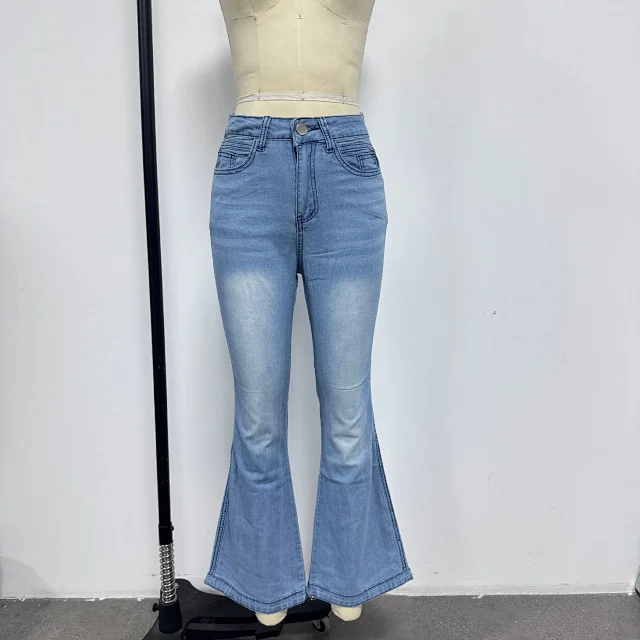 European & American Thin High-waist Stretch Wide-leg Jeans for Women Detail