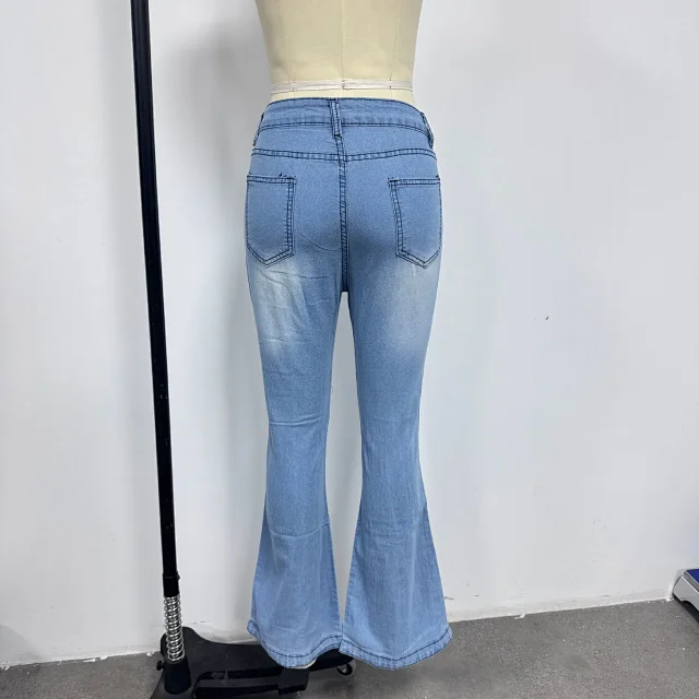European & American Thin High-waist Stretch Wide-leg Jeans for Women Detail