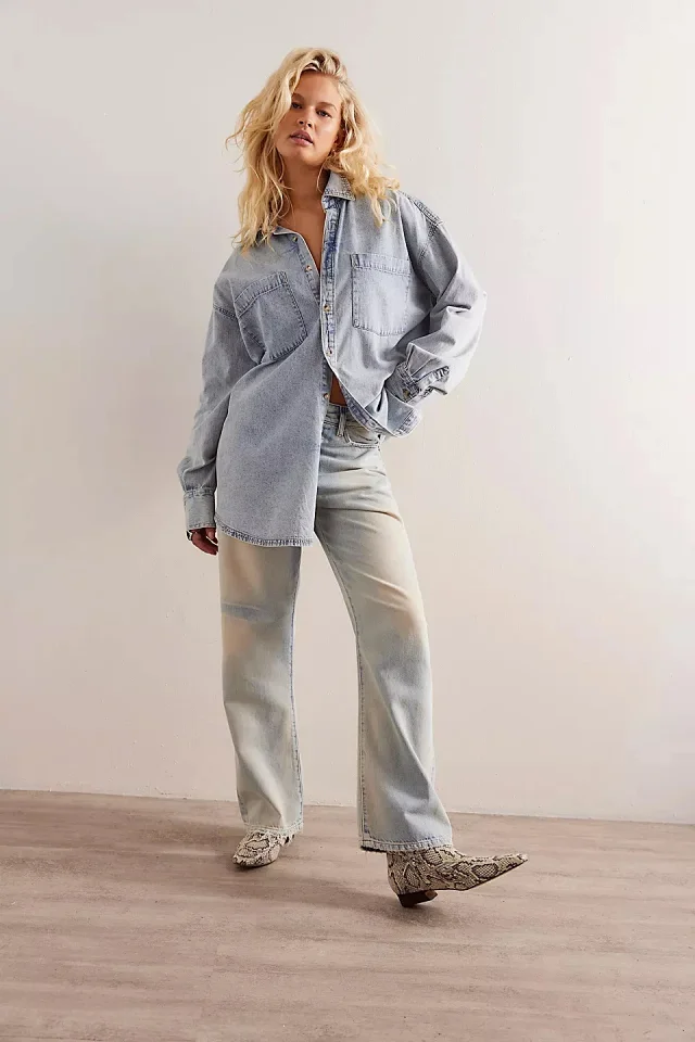 Amazon Hot Selling Loose Denim Shirt for Women Detail
