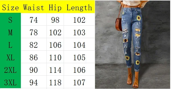 Fashion Slim Printed Denim Pants for Women Detail