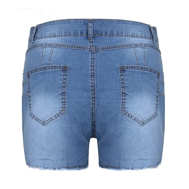 Aliexpress Indie Site: Elastic Ripped Fringe Denim Shorts (Women) Detail
