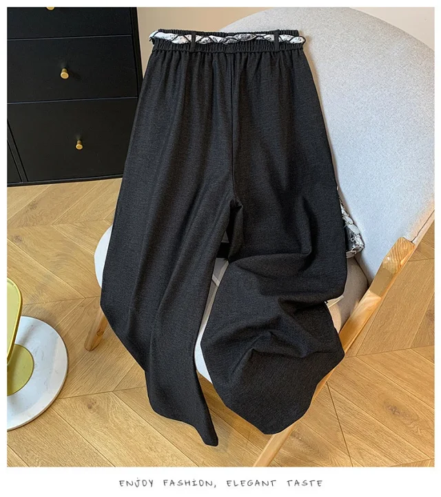 2025 Fall New Loose Scarf Belt Wide-leg Pants Detail