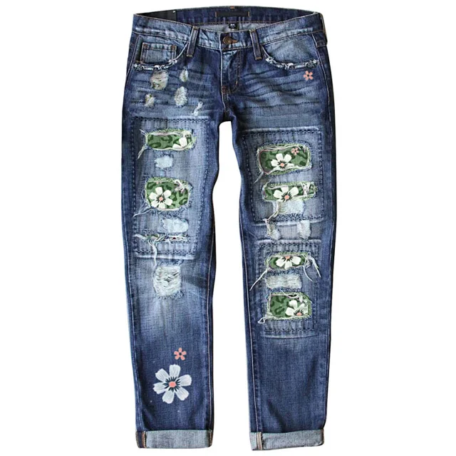 Fashion Slim Printed Denim Pants for Women Detail