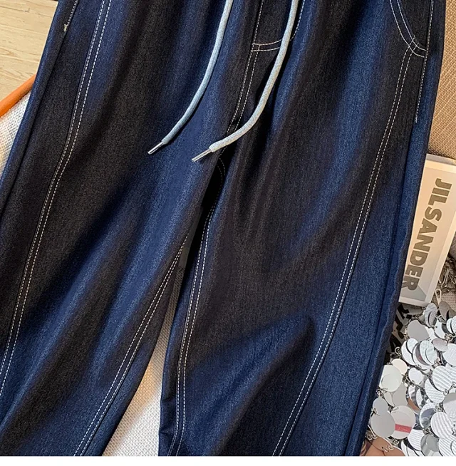 Tencel Lyocell Wide-Leg Jeans for Women Detail