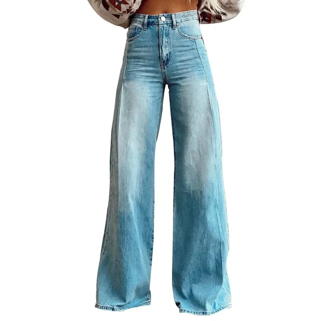Women's Retro Wide-Leg Denim Pants Detail