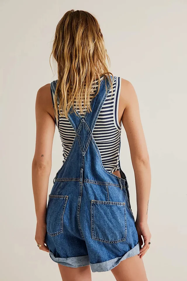 Loose Multi - Pocket Bib Jeans for Women (European & American) Detail