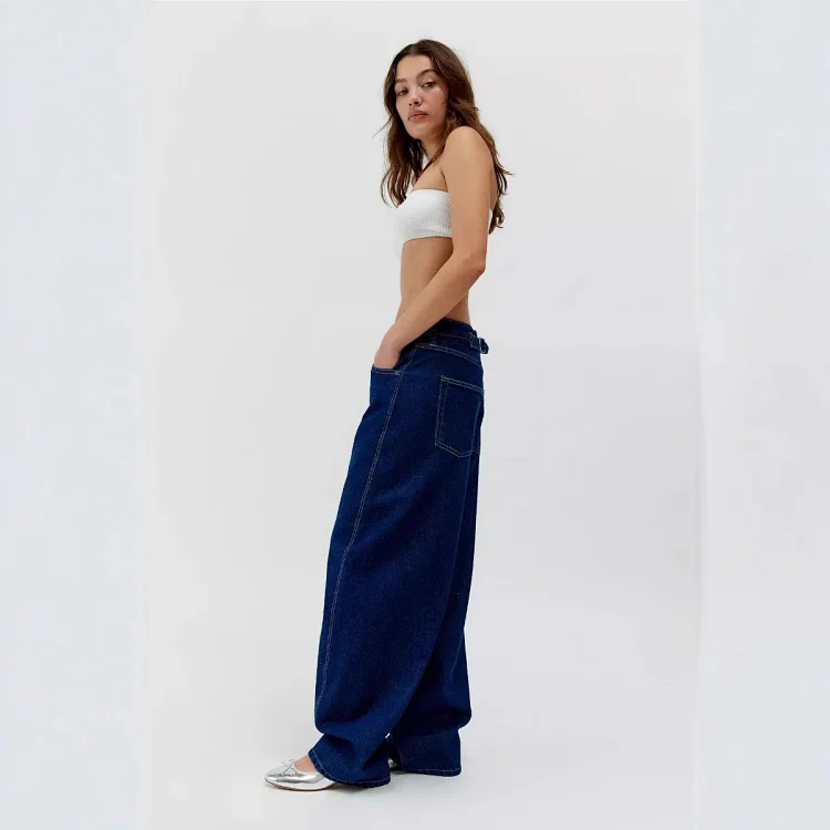 Factory Direct Vintage Dark Blue Wide Leg Jeans
