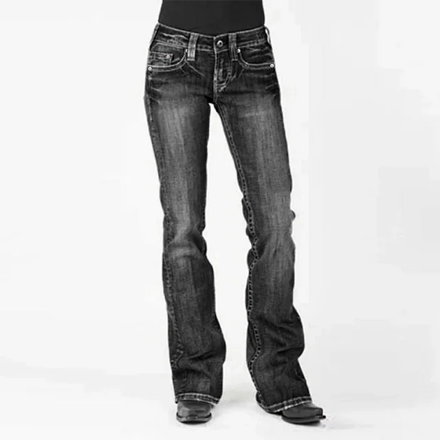 Vintage Mid-Rise Flare Jeans for Women Detail