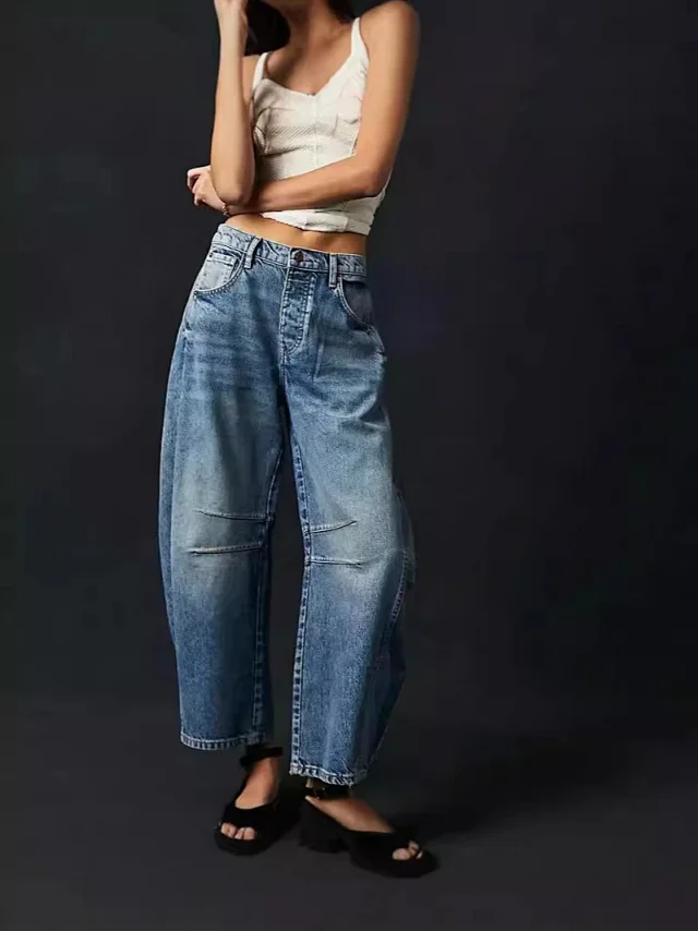Women's Mid-Low Rise Wide-Leg Jeans Detail