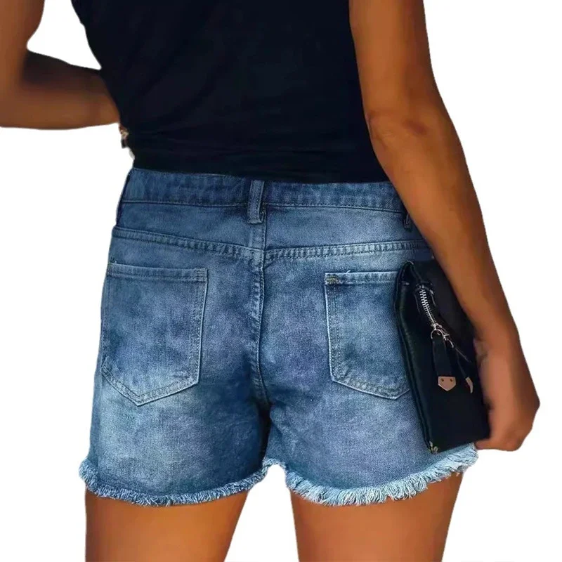 Snowflake Distressed Denim Shorts for Women