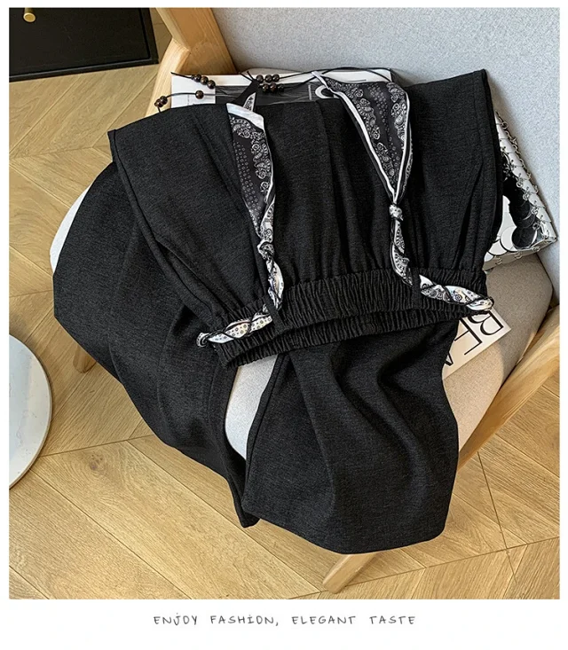 2025 Fall New Loose Scarf Belt Wide-leg Pants Detail