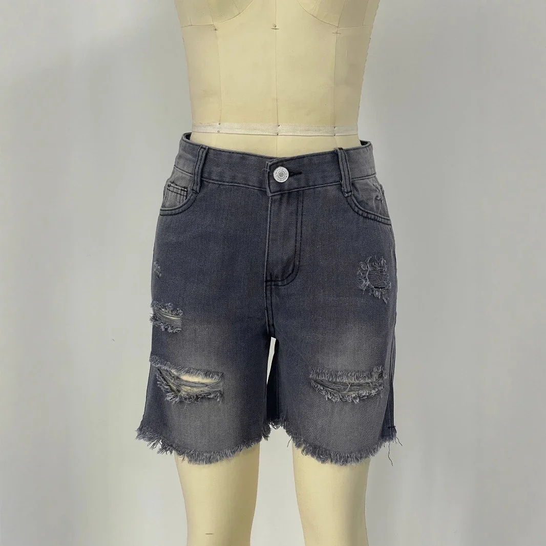 Plus Size Distressed Denim Shorts for Women