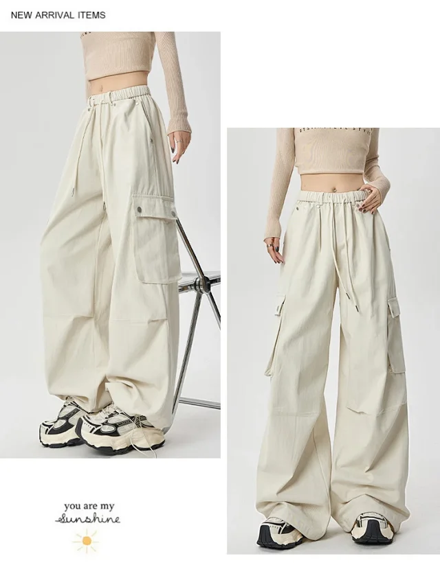2025 Fall Women's American Streetwear Straight Cargo Pants Detail