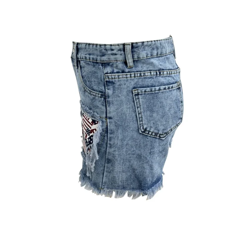 Snowflake Distressed Denim Shorts for Women