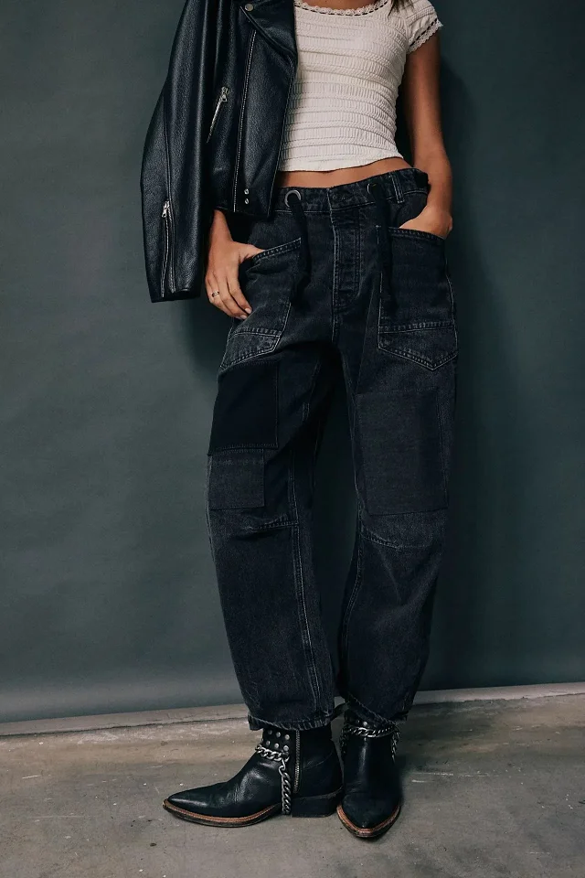 8 - Color Retro Denim with Patchwork & Drawstring Detail