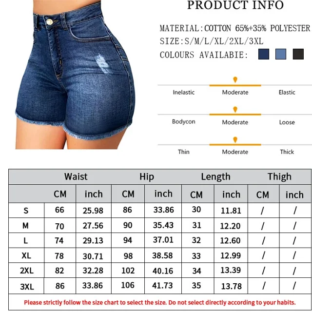 Aliexpress Indie Site: Elastic Ripped Fringe Denim Shorts (Women) Detail