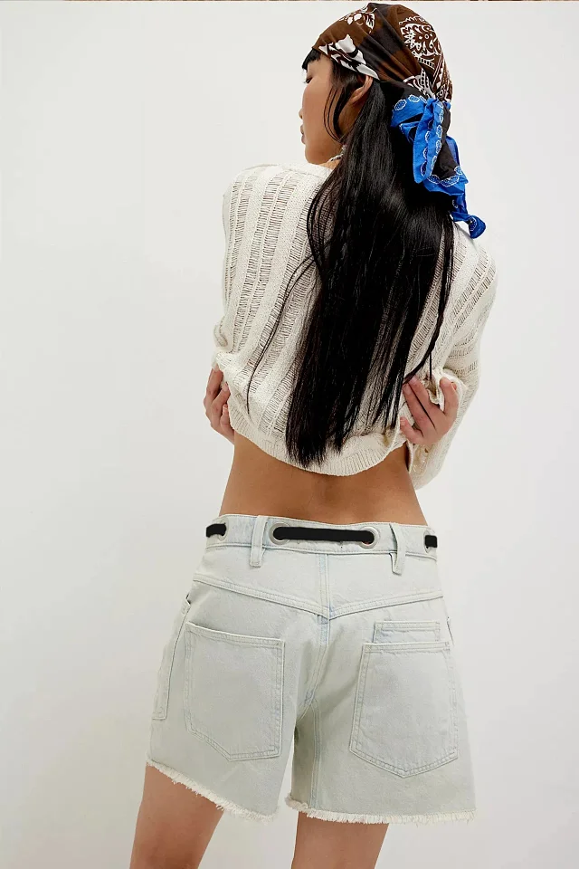 European and American Casual Drawstring Denim Shorts for Women Detail