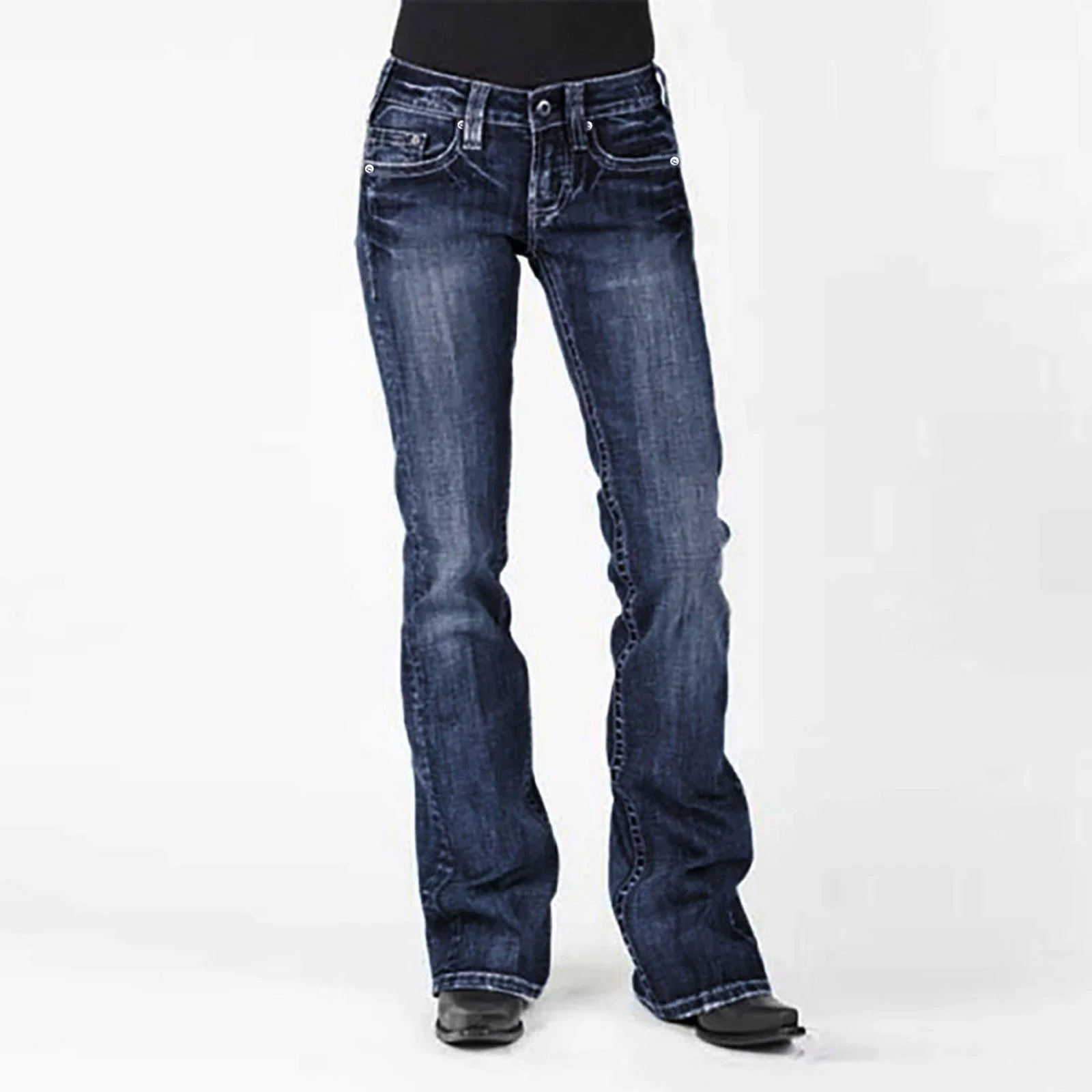 Vintage Mid-Rise Flare Jeans for Women