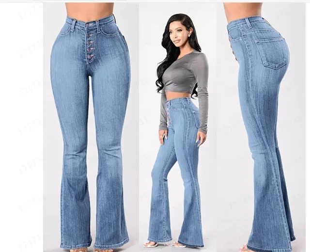High-waisted Stretch Wide-leg Jeans (Women) Detail