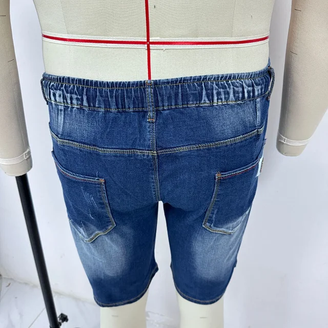 Men's Summer Elastic Waist Denim Shorts (Plus Size) Detail
