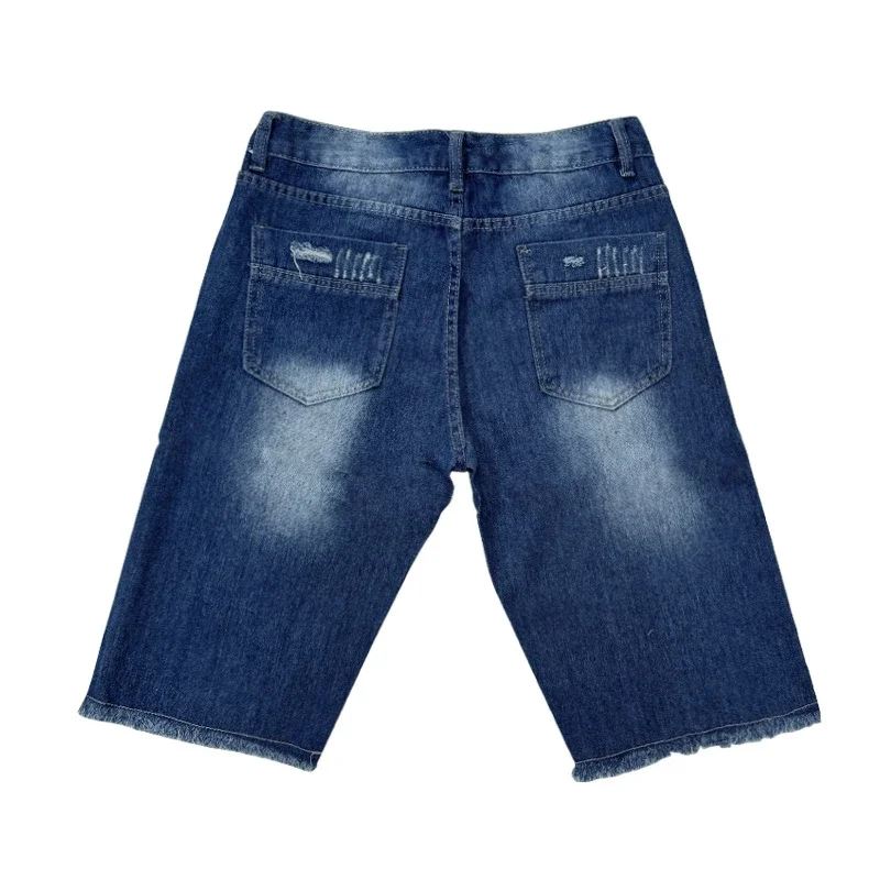 Men's Shorts: Fashionable Slim-fit Ripped Jeans (Direct from European/American Factories)