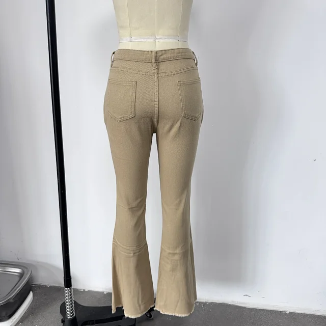 High-waist Slim Solid Jeans for Women Detail