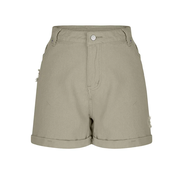 Women's High - Waisted Tassel Ripped Denim Shorts (Plus Size, 7 Colors Added) Detail