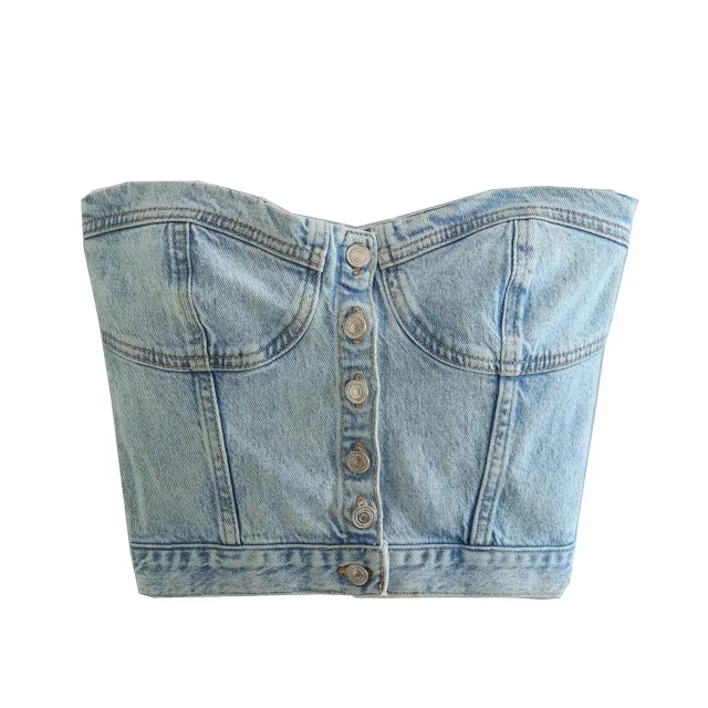 Sexy Slimming Denim Vest for Women Detail