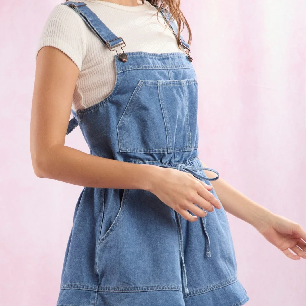 Stylish Loose Denim Overalls for Girls