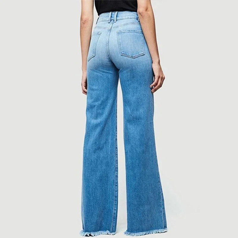 High-waist Butt-lifting Tie Flared Wide-leg Jeans (Women)