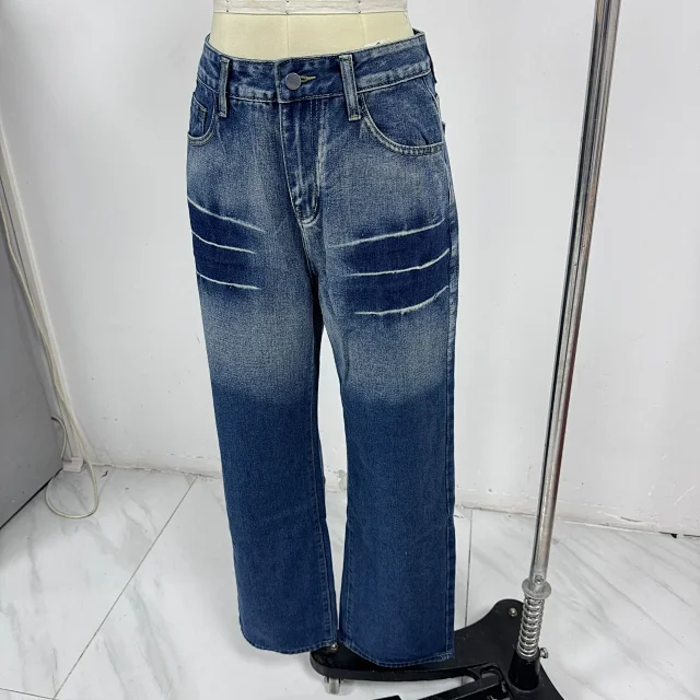 2025 Retro Low-rise Faded Jeans Detail