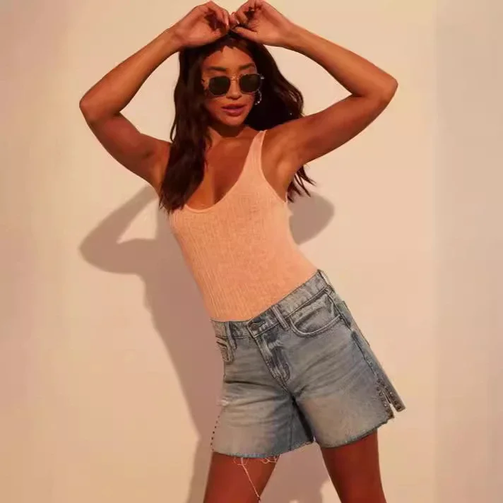 H&M Women's Denim Shorts with Raw Hem