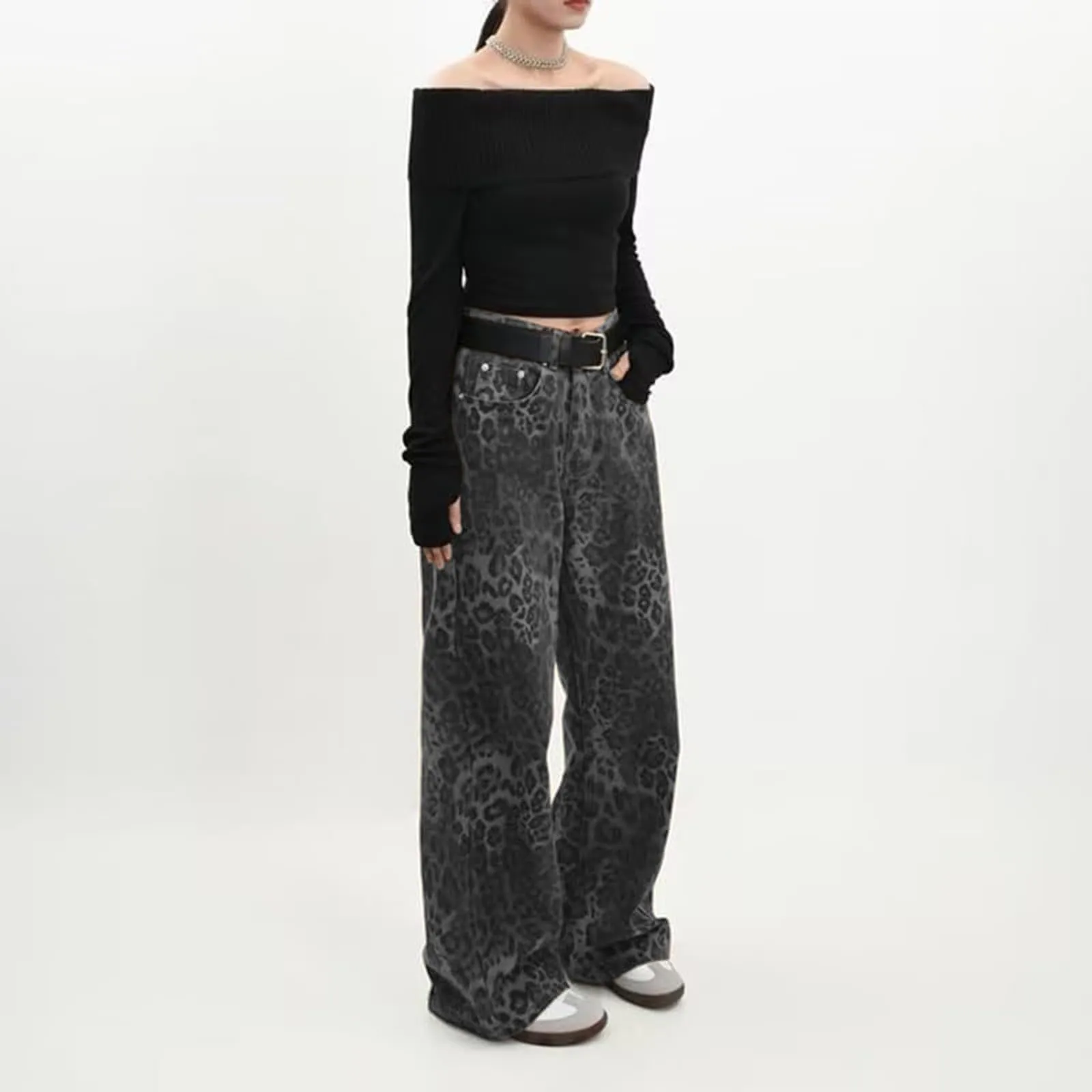 American Retro Leopard Jeans