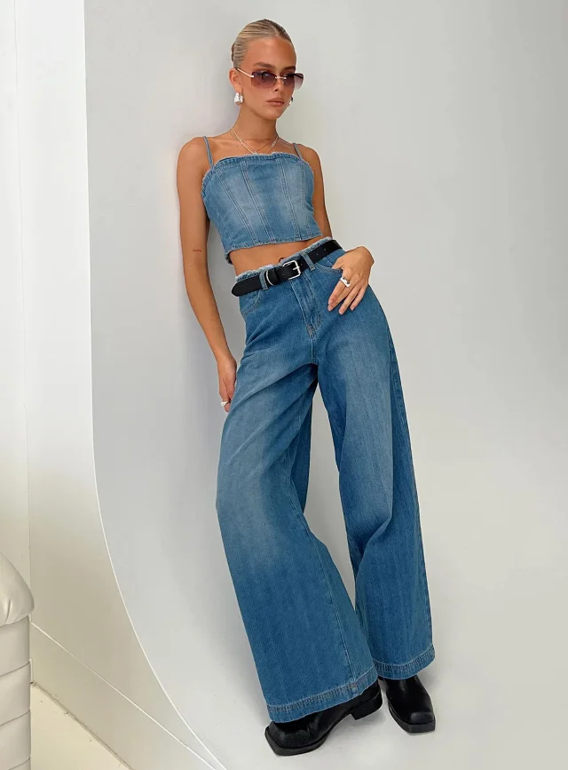 Euro - Amer Retro Wide - Leg Jeans Detail