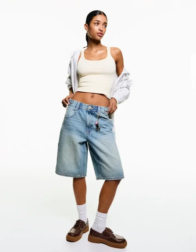 European&American Loose Denim Capris Detail