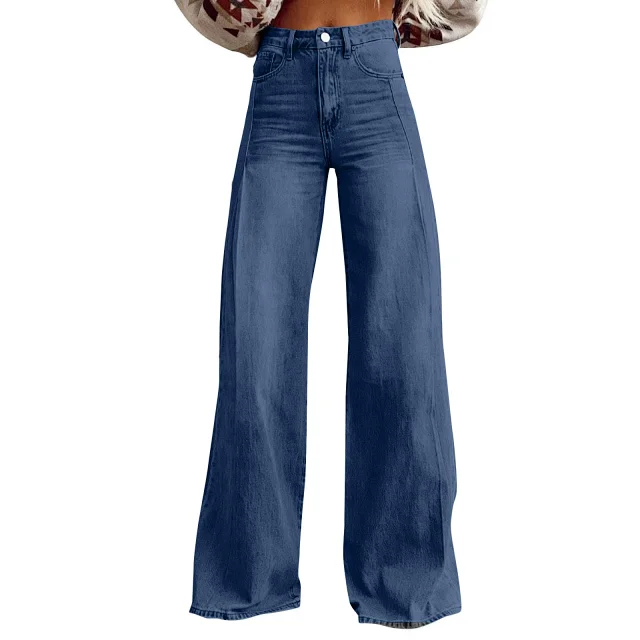 Women's Retro Wide-Leg Denim Pants Detail