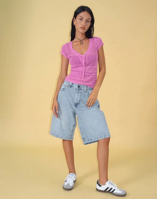 AliExpress Loose Non - Stretch Retro Denim Capris for Women Detail