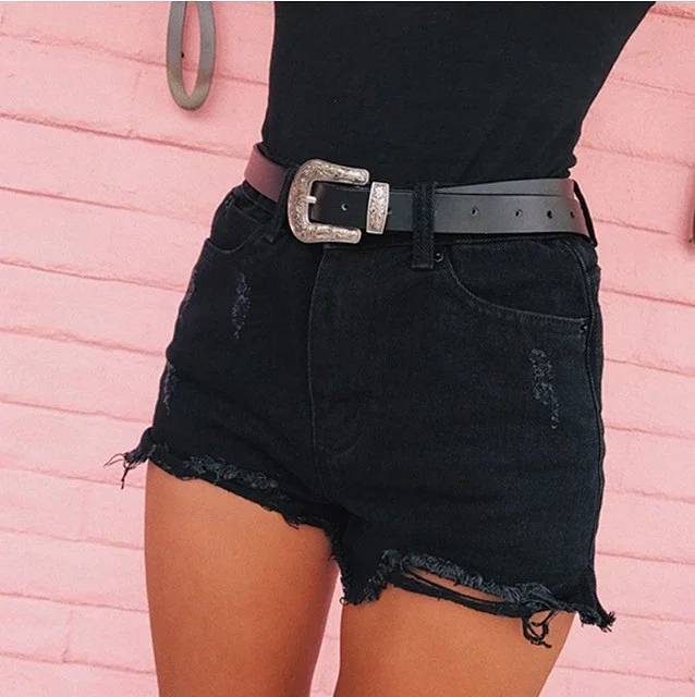 Eaby High-waist Cat Claw Denim Shorts Detail