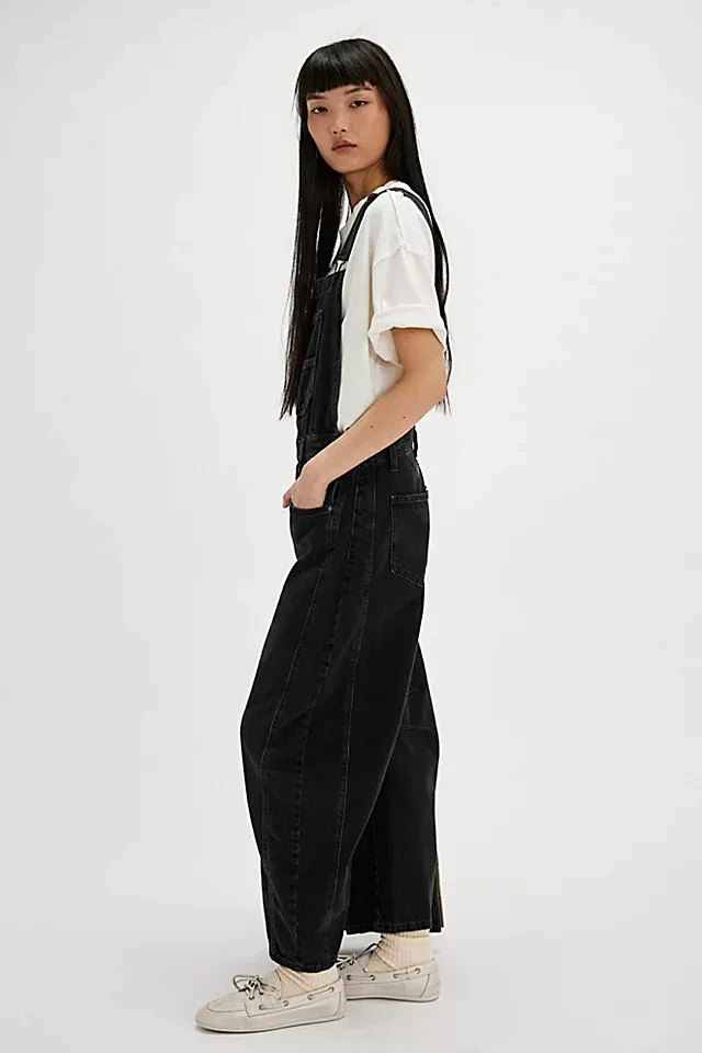 Retro Street Denim Overalls Detail