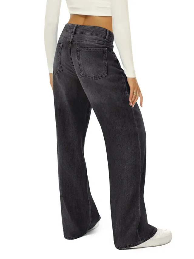 Temu Meike Duo Cat Whisker Loose Wide-Leg Jeans Detail