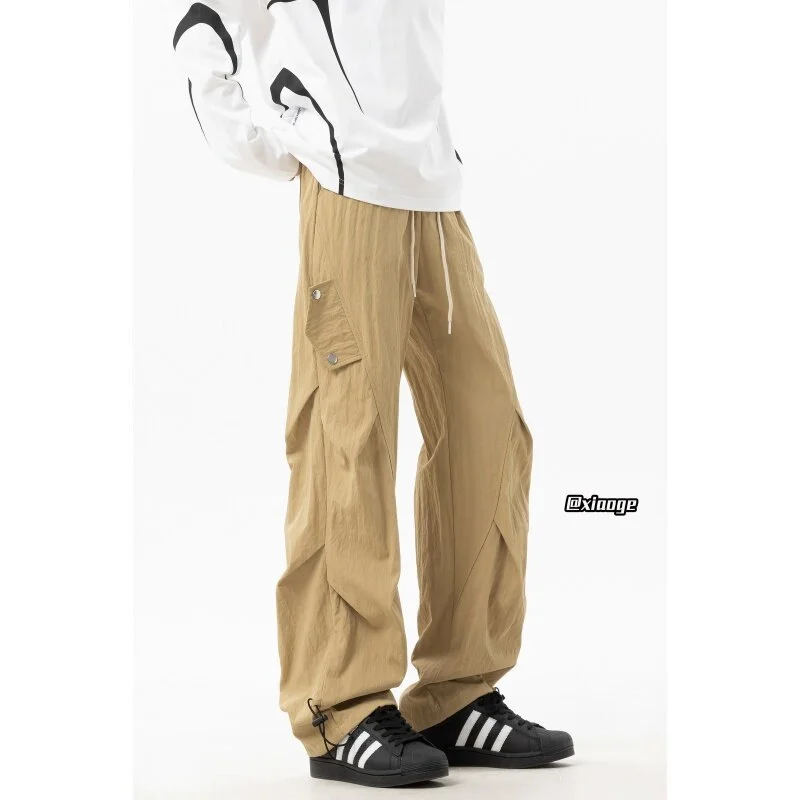 2025 Summer Men's Khaki Parachute Pants