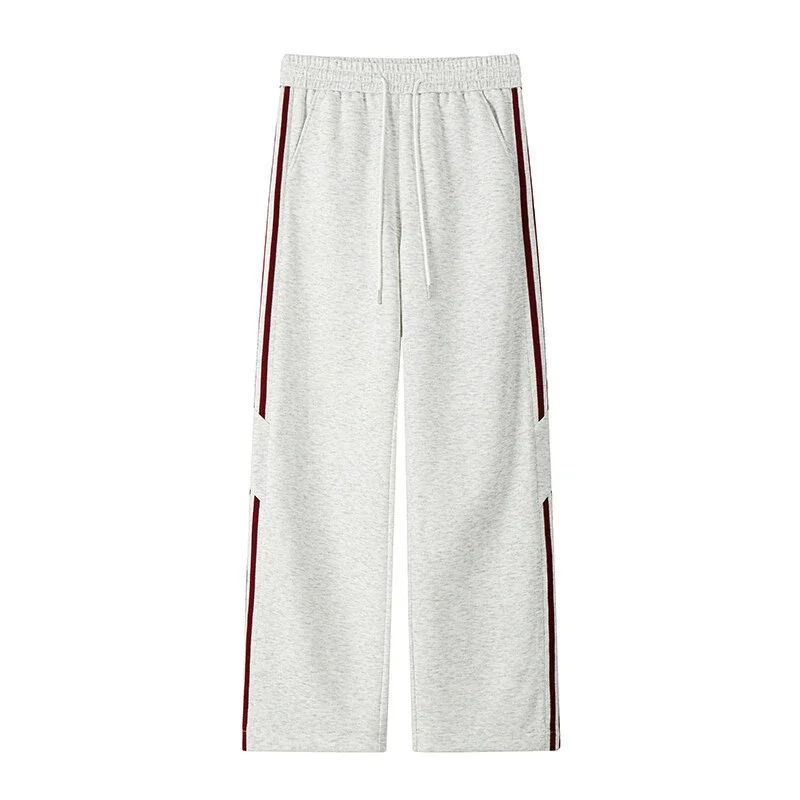 2025 Spring New US High Street Striped Patchwork Sweatpants for Men (Large Size, Wide-Leg, Loose & Casual Sportswear)